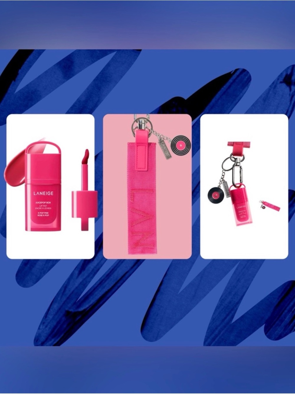 LANEIGE Juicepop Box Lip Tint - K-Pop  Pink - Cool Bright Pink with Wristlet